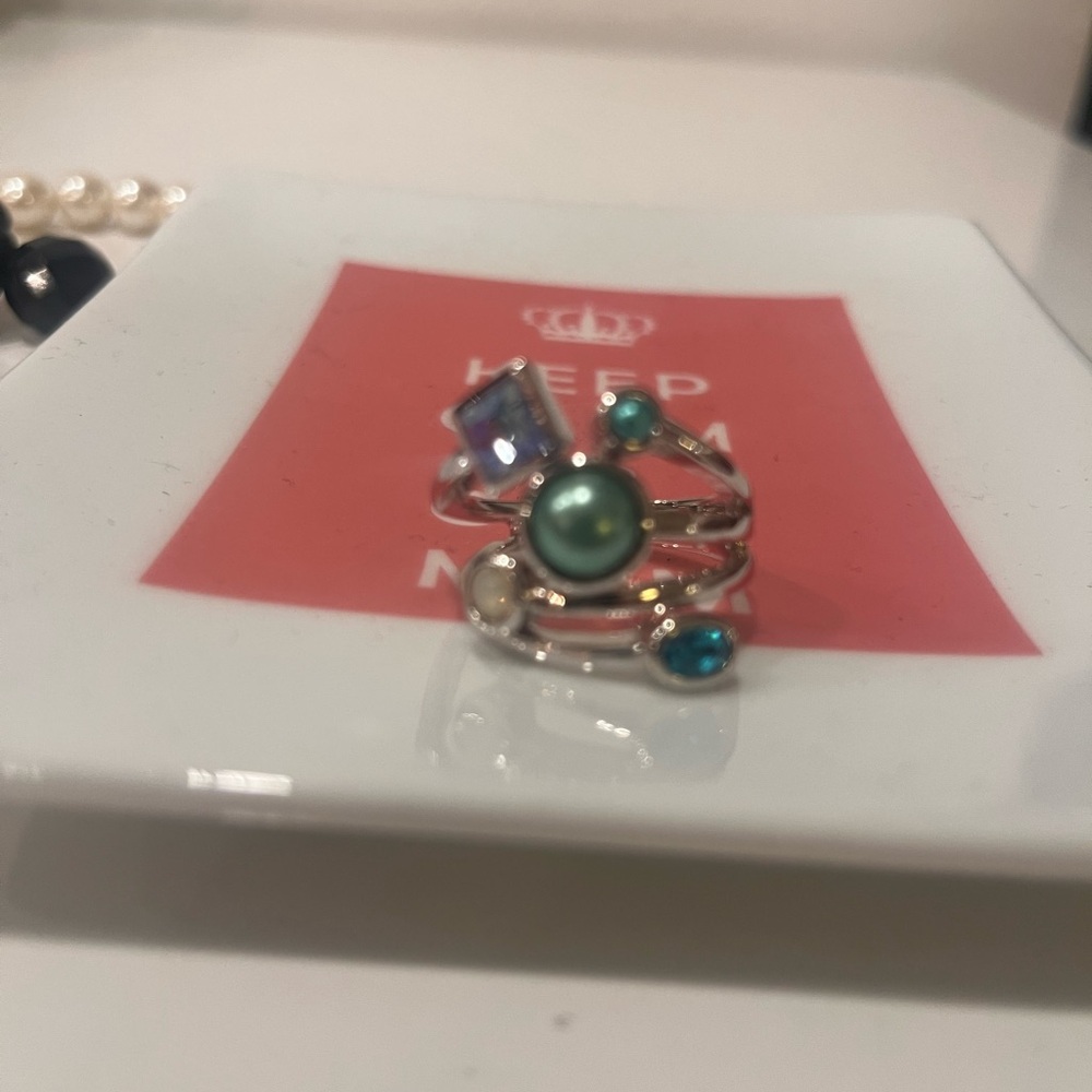 Elegant Multi-Color Gemstone Ring Set - Picture 2 of 6